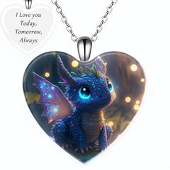 Heart Shaped Dinosaur Pendant Necklace Toy For Kids Daughters