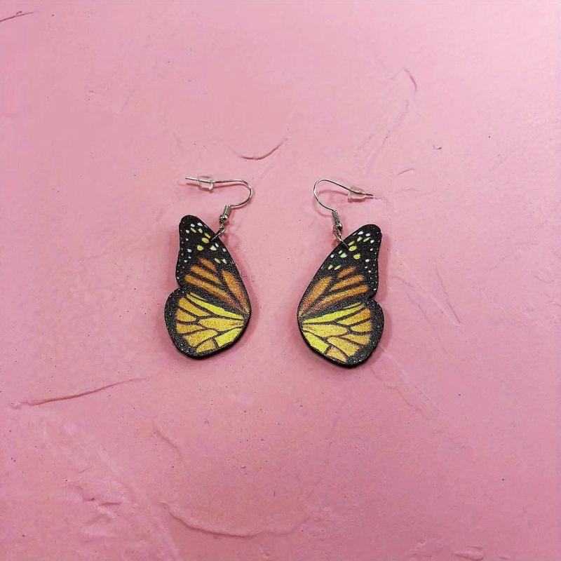 Wooden Butterfly Wing Earrings Vintage Ear Cuff Butterfly Earrings