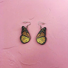 Wooden Butterfly Wing Earrings Vintage Ear Cuff Butterfly Earrings