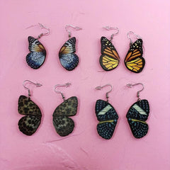 Wooden Butterfly Wing Earrings Vintage Ear Cuff Butterfly Earrings