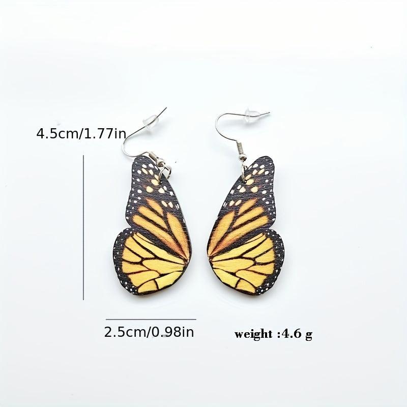 Wooden Butterfly Wing Earrings Vintage Ear Cuff Butterfly Earrings