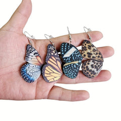 Wooden Butterfly Wing Earrings Vintage Ear Cuff Butterfly Earrings