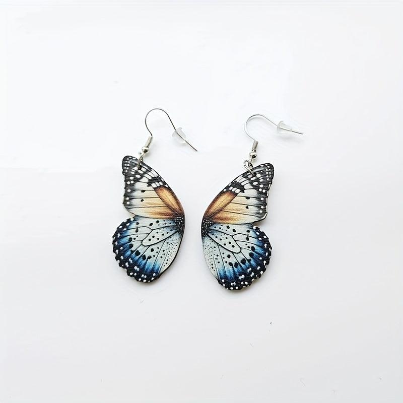 Wooden Butterfly Wing Earrings Vintage Ear Cuff Butterfly Earrings