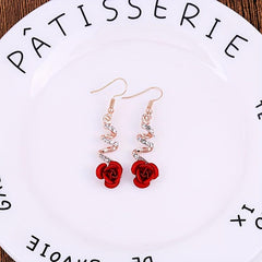 Rhinestone Rose Earrings Sweet Party Jewelry Holiday Gift