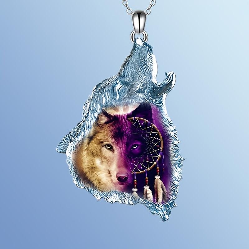 Animal Wolf Head Pendant Necklace Men Jewelry Holiday Party Gift