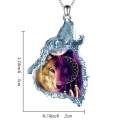 Animal Wolf Head Pendant Necklace Men Jewelry Holiday Party Gift