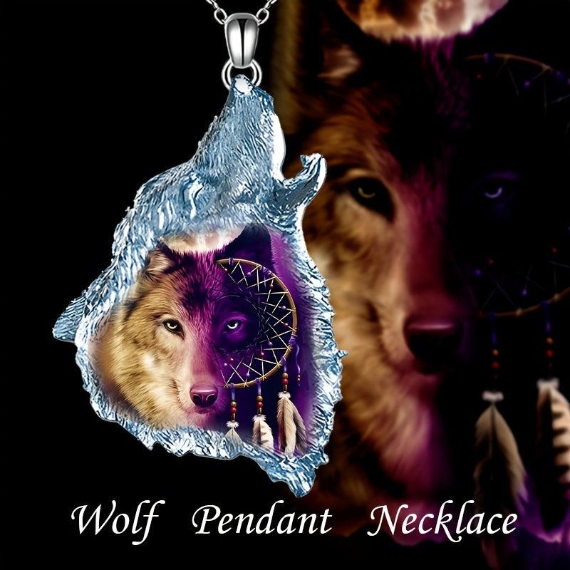 Animal Wolf Head Pendant Necklace Men Jewelry Holiday Party Gift