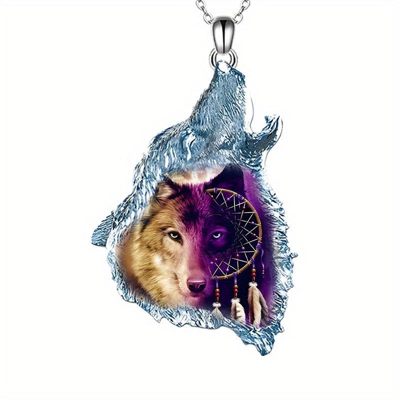Animal Wolf Head Pendant Necklace Men Jewelry Holiday Party Gift