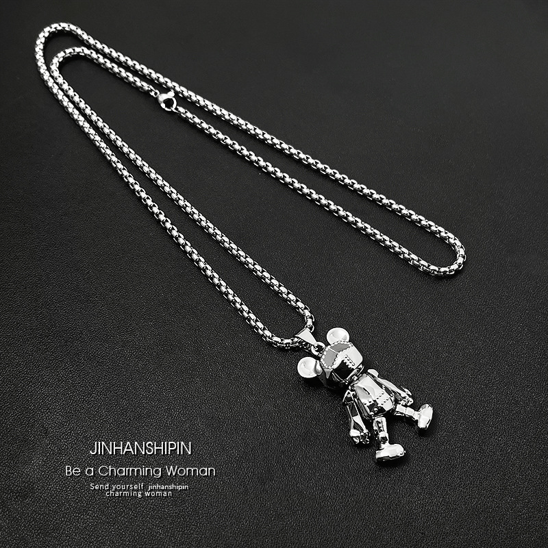 Movable Bear Necklace Male Tide Hip hop Punk Web Celebrity Couple