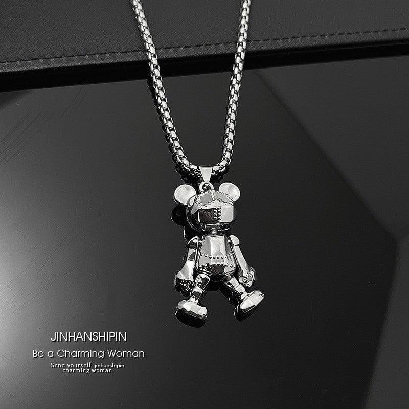 Movable Bear Necklace Male Tide Hip hop Punk Web Celebrity Couple