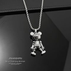 Movable Bear Necklace Male Tide Hip hop Punk Web Celebrity Couple