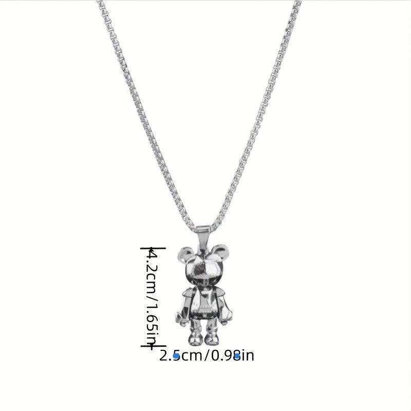 Movable Bear Necklace Male Tide Hip hop Punk Web Celebrity Couple