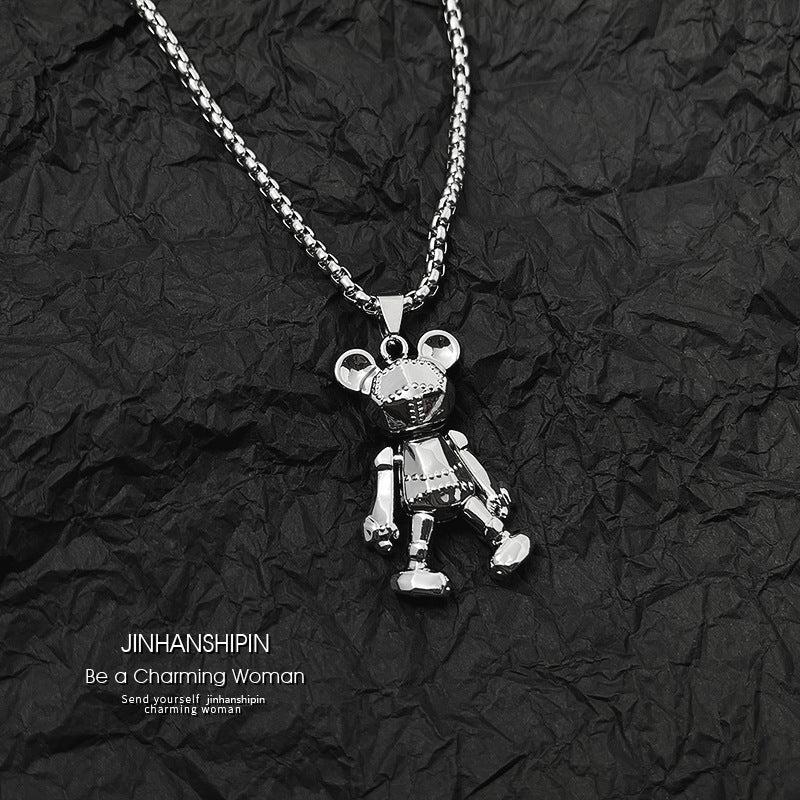 Movable Bear Necklace Male Tide Hip hop Punk Web Celebrity Couple