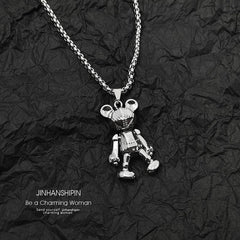 Movable Bear Necklace Male Tide Hip hop Punk Web Celebrity Couple