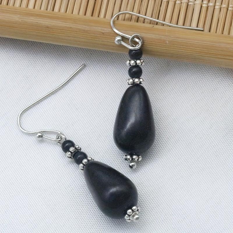 Vintage Silvery Water Drop Pendant Earrings