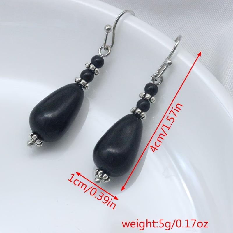 Vintage Silvery Water Drop Pendant Earrings