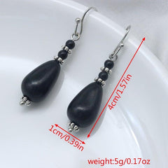 Vintage Silvery Water Drop Pendant Earrings