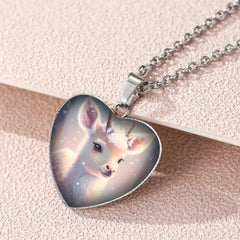 Dainty Fawn Crystal Heart Necklace Gift for Girls
