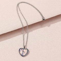 Dainty Fawn Crystal Heart Necklace Gift for Girls