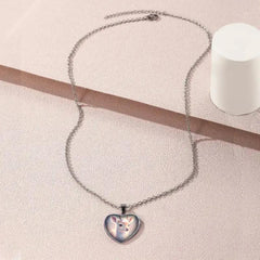 Dainty Fawn Crystal Heart Necklace Gift for Girls