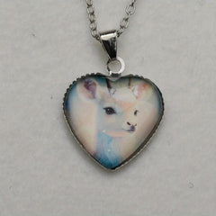 Dainty Fawn Crystal Heart Necklace Gift for Girls