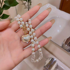 Faux Pearl Necklace LLove Clavicle Chain for Women