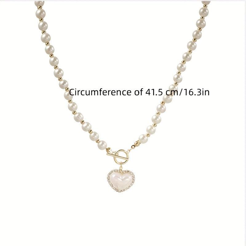 Faux Pearl Necklace LLove Clavicle Chain for Women