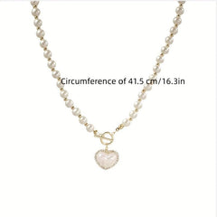 Faux Pearl Necklace LLove Clavicle Chain for Women