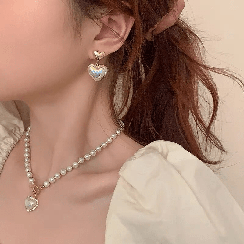 Faux Pearl Necklace LLove Clavicle Chain for Women