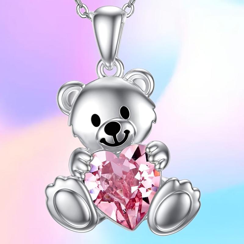 Vintage Bear Animal Pendant Necklace Toy For Kids Daughter