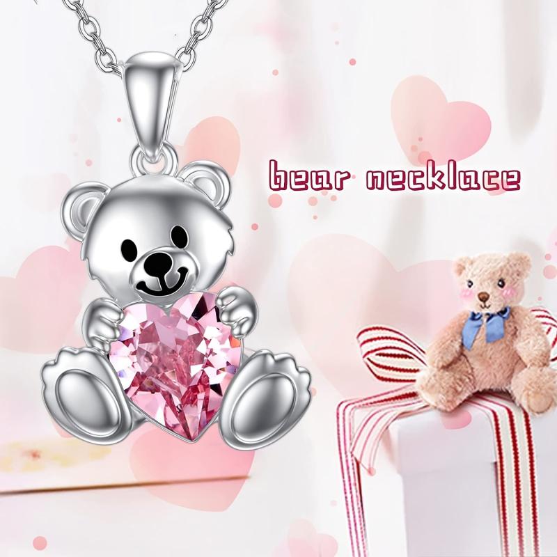 Vintage Bear Animal Pendant Necklace Toy For Kids Daughter