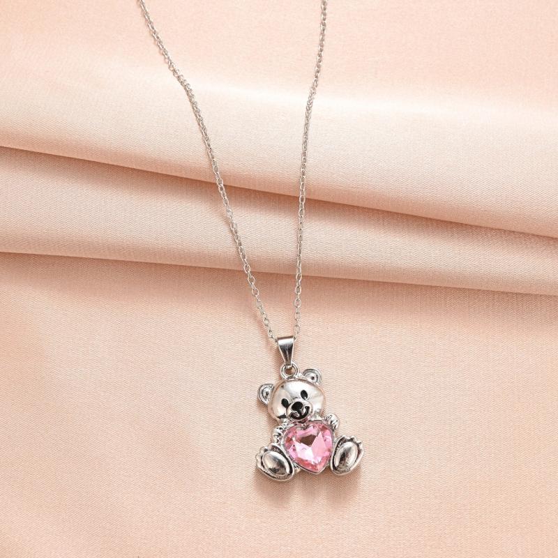 Vintage Bear Animal Pendant Necklace Toy For Kids Daughter