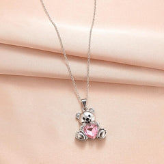 Vintage Bear Animal Pendant Necklace Toy For Kids Daughter