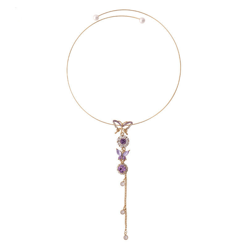 Purple Butterfly Necklace Waist Chain Clavicle Niche Feeling Cold Sue