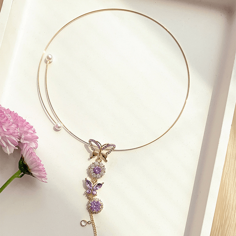 Purple Butterfly Necklace Waist Chain Clavicle Niche Feeling Cold Sue