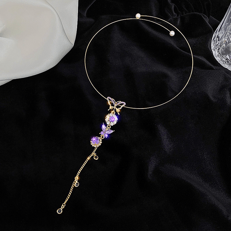Purple Butterfly Necklace Waist Chain Clavicle Niche Feeling Cold Sue