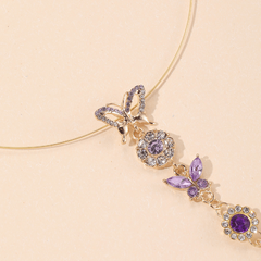 Purple Butterfly Necklace Waist Chain Clavicle Niche Feeling Cold Sue