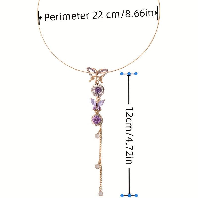 Purple Butterfly Necklace Waist Chain Clavicle Niche Feeling Cold Sue
