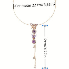Purple Butterfly Necklace Waist Chain Clavicle Niche Feeling Cold Sue