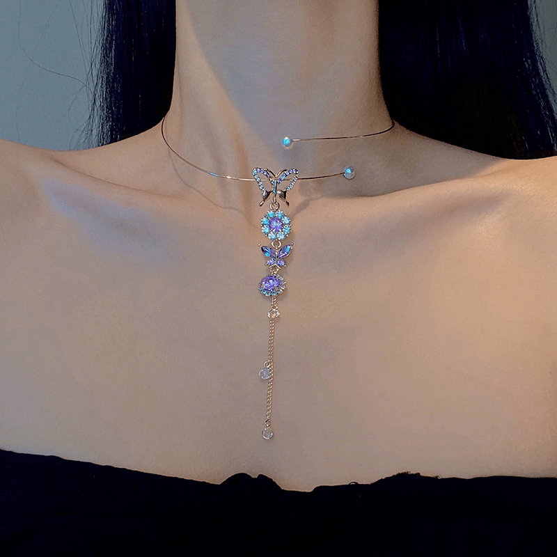 Purple Butterfly Necklace Waist Chain Clavicle Niche Feeling Cold Sue
