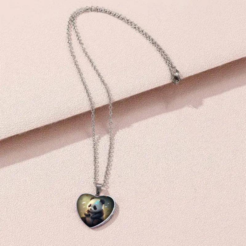 Panda Crystal Love Pendant Necklace for Girls