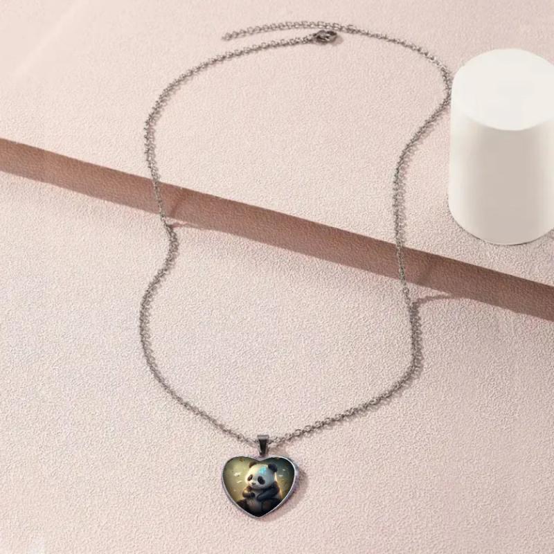 Panda Crystal Love Pendant Necklace for Girls