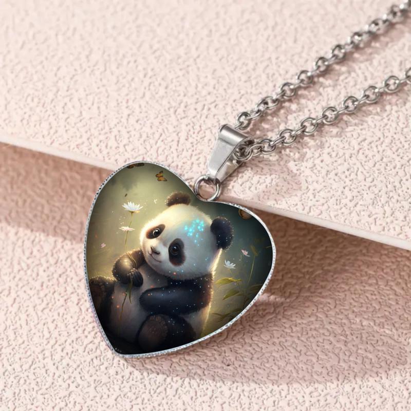 Panda Crystal Love Pendant Necklace for Girls