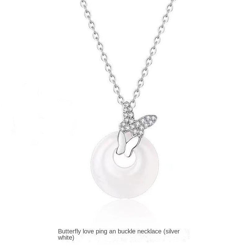 Butterfly Love Peace Buckle Necklace Chinese Style Clavicle Chain Gift