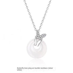 Butterfly Love Peace Buckle Necklace Chinese Style Clavicle Chain Gift