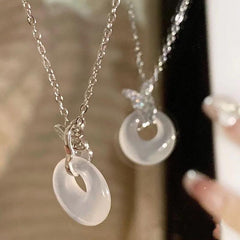 Butterfly Love Peace Buckle Necklace Chinese Style Clavicle Chain Gift