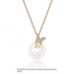 Butterfly Love Peace Buckle Necklace Chinese Style Clavicle Chain Gift