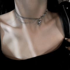 Sweet Heart Love Necklace Female Niche Sense Of Senior Double Collarbone Chain