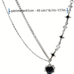 Sweet Heart Love Necklace Female Niche Sense Of Senior Double Collarbone Chain