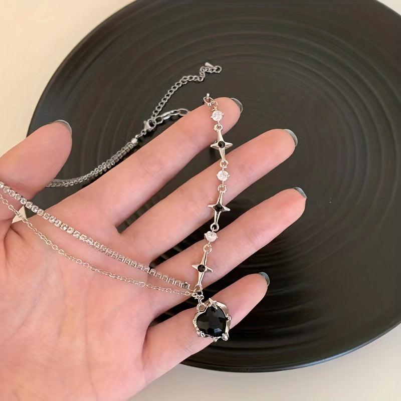 Sweet Heart Love Necklace Female Niche Sense Of Senior Double Collarbone Chain